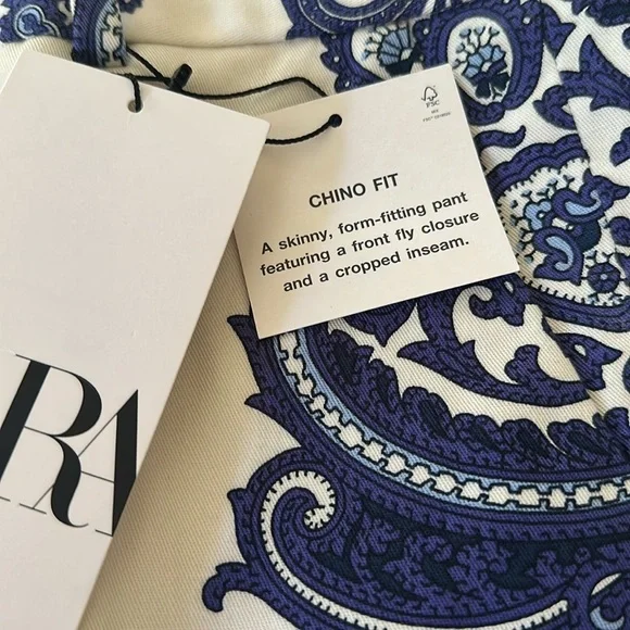 Zara Women's Chinos Blue Paisley Design - Picture 5 of 5